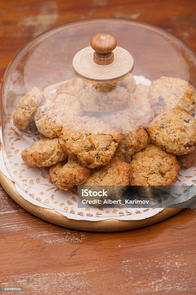oatmeal cookies in a sealed container oatmeal cookies in a sealed glass container Backgrounds Stock Photo