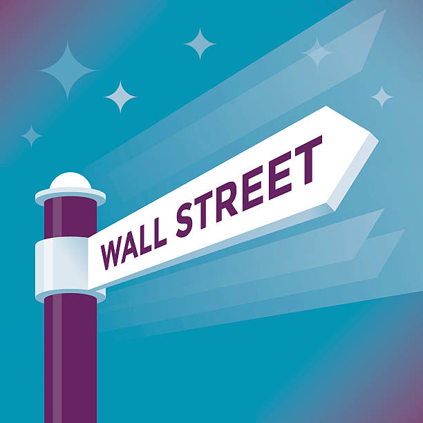 ilustraciones, imágenes clip art, dibujos animados e iconos de stock de señal de flecha abstracta de wall street. conceptos de nyse y nasdaq. - wall street