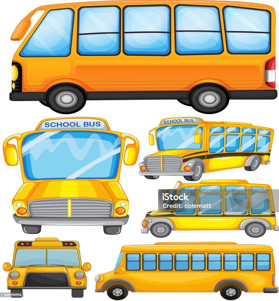 Different Bus Graphics Different Design Of School Bus Stock Illustration - Download Image Now ...
