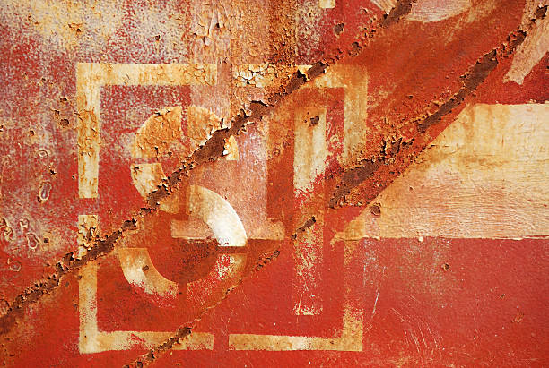 istock old rusty painted metal wall with numbers 610991040