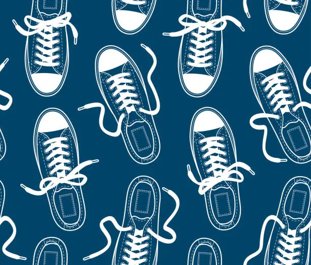 Vector illustration of Seamless pattern with canvas gumshoes