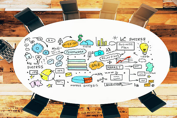 istock Business sketch on conference table 611062266