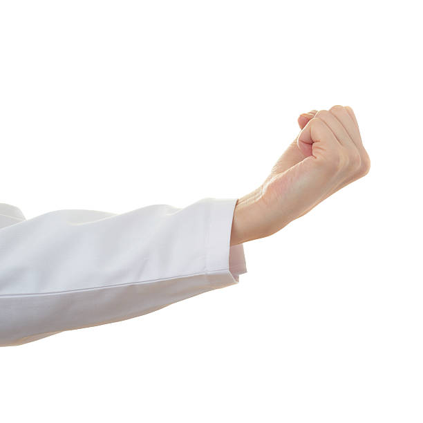 istock Doctor female hand over white isolated background 611062310