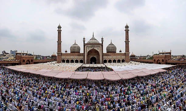 istock Panaromic view of Jama Masjid during EID 611062472