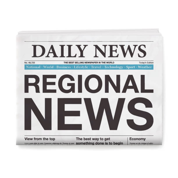 istock REGIONAL NEWS Headline. Newspaper isolated on White Background 611064200