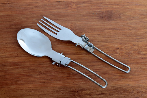 Folding spoon and fork set.