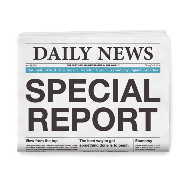 SPECIAL REPORT Headline. Newspaper isolated on White Background Newspaper headline : "SPECIAL REPORT". Realistic newspaper isolated on blank background. front page stock illustrations