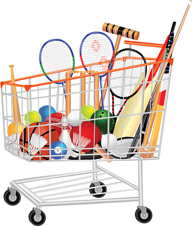 Sports Equipment In Shopping Trolley