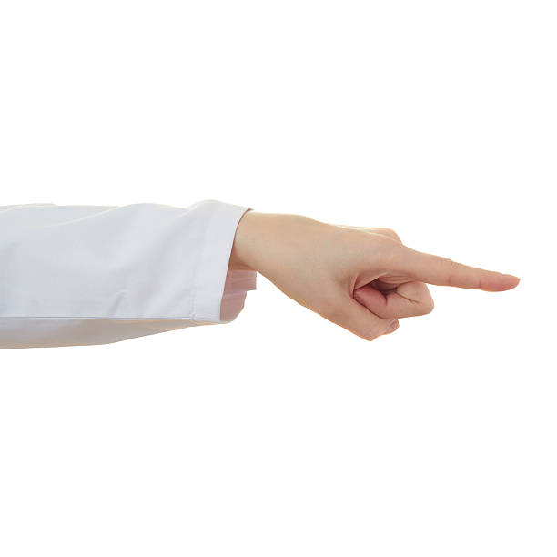 istock Doctor female hand over white isolated background 611065144