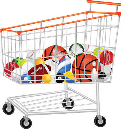 Sport Balls  In Shopping Trolley