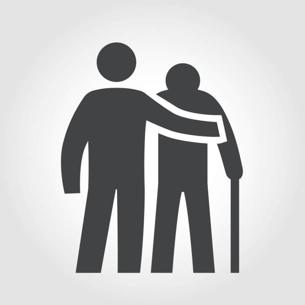 ilustrações de stock, clip art, desenhos animados e ícones de elderly assistance icon - iconic series - voluntariado