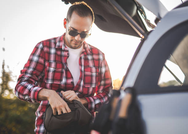 istock Young man on a road trip 611067170