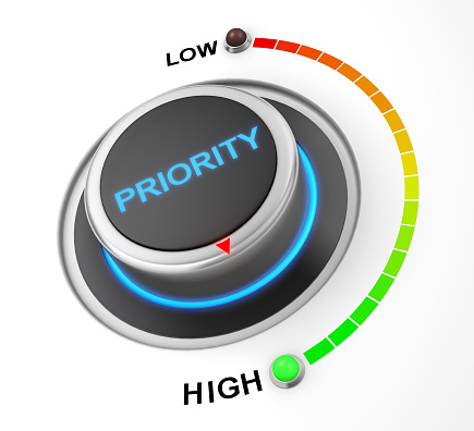 priority button position. Concept image for illustration of priority in the highest position , 3d rendering