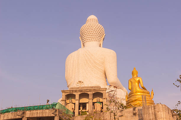 istock Back view of Phuket Big Buddha Statue while surrounding area 611070922