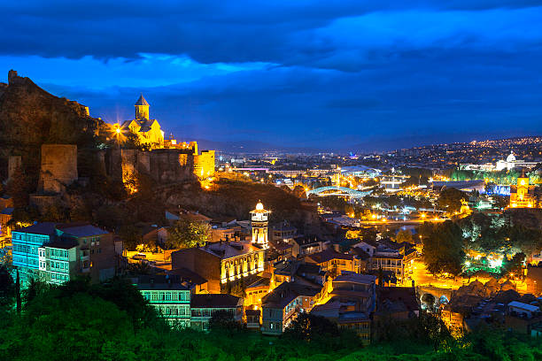 istock Night scene over Tbilisi in Georgia 611072482