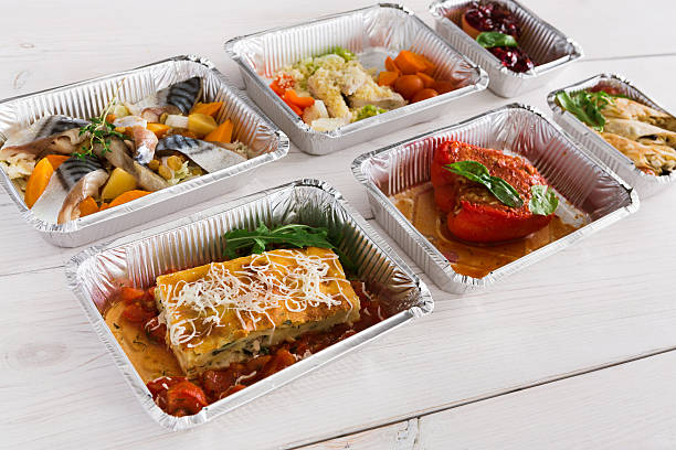 istock Healthy food take away in boxes on wood 611075302