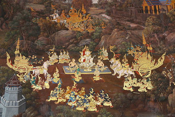 istock Traditional Thai painting art 611077422