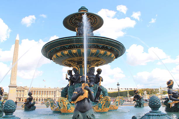 istock Fountains located in the Place de la Concorde in  Paris 611077954