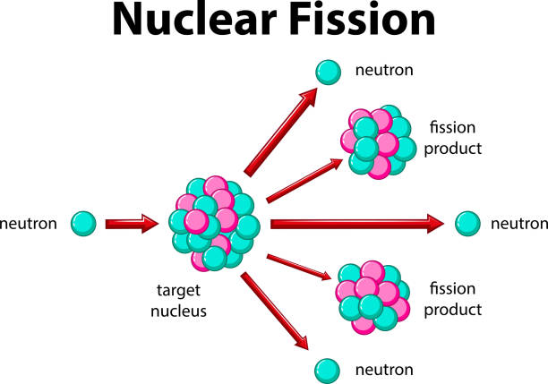 Diagram showing nuclear fission Diagram showing nuclear fission illustration nuclear fission stock illustrations