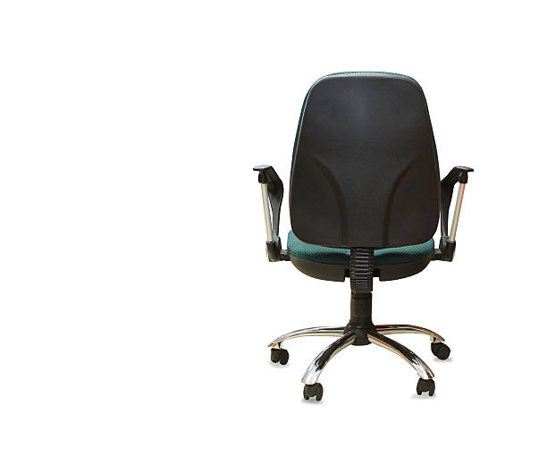 istock back view of modern office chair from gray cloth. Isolated 611082632