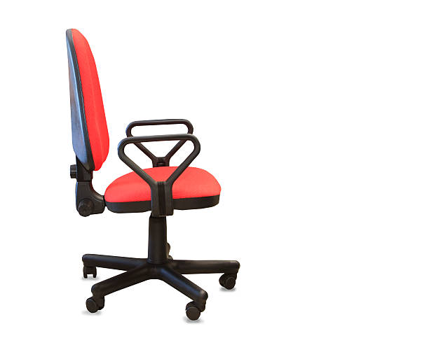 istock Modern office chair from red cloth. Isolated 611082770