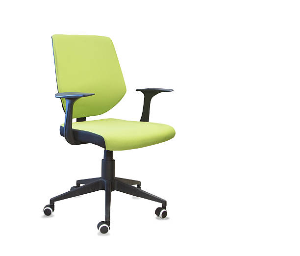 istock Modern office chair from green cloth isolated over white 611082836