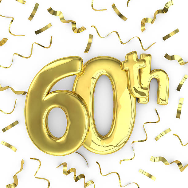 istock Gold 60th party birthday event celebration background 611082894