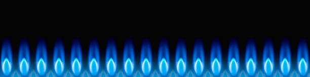 Cap for the site sale of industrial gases. Ready banner for site gas sales and repair of gas appliances. blue flames stock pictures, royalty-free photos & images