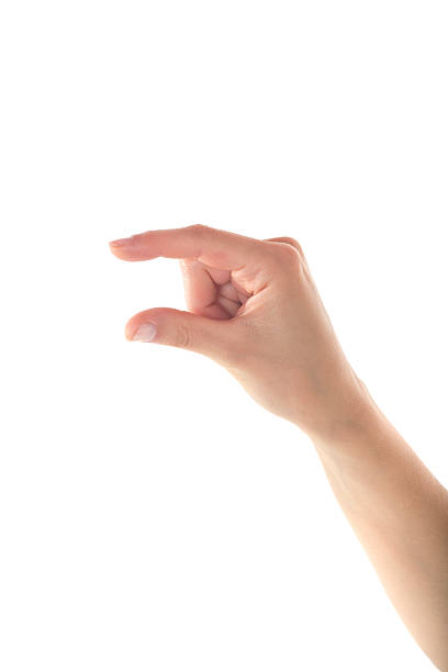istock Female Hand is Grabbing Something on Isolated White Background 611085570