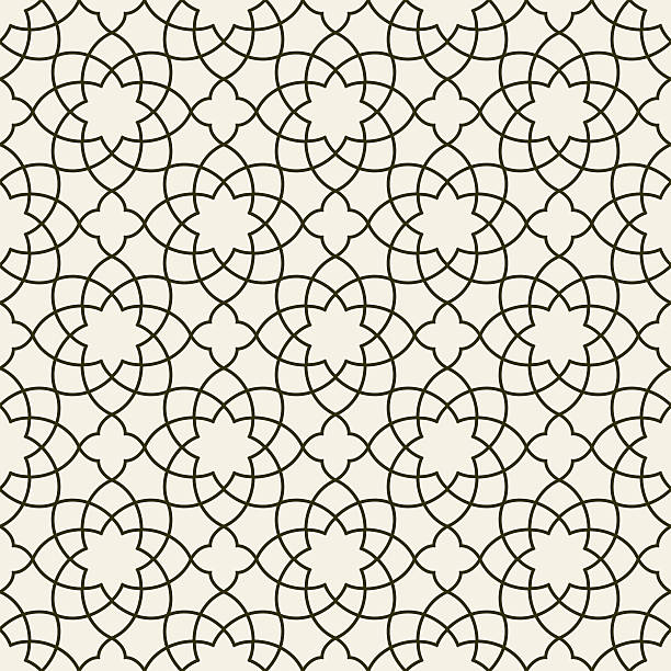 illustrations, cliparts, dessins animés et icônes de magnifique conception de motif arabe sans couture. fond d’écran monochrome ou arrière-plan. - illustration and painting radial symmetry symmetry geometric shape