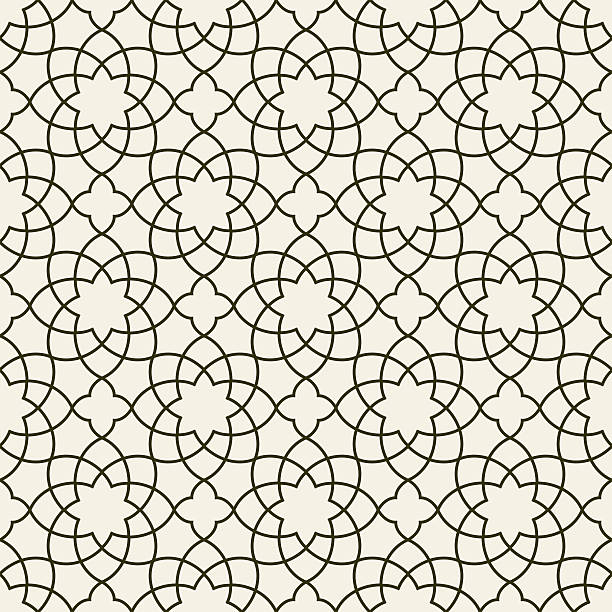 화려한 매끄러운 아랍어 패턴 디자인. 흑백 배경 화면 또는 배경. - moroccan culture stock illustrations