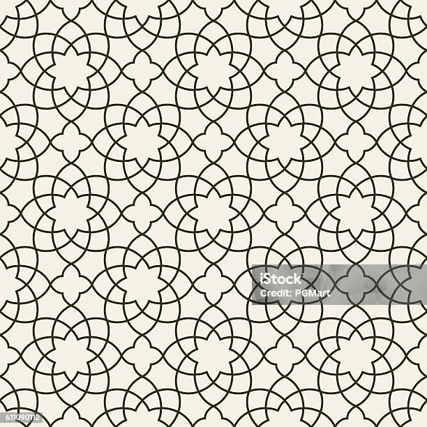 Gorgeous Seamless Arabic Pattern Design Monochrome Wallpaper Or Background Stock Illustration - Download Image Now