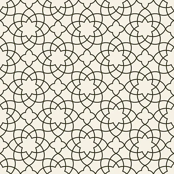 Vector illustration of Gorgeous Seamless Arabic Pattern Design. Monochrome Wallpaper or Background.