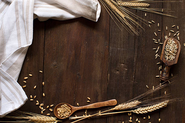istock Wheat and spelt on wooden background 611093008