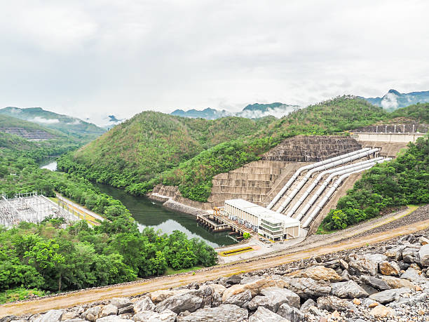 istock Landscape of Dam, mountain, river and cloudy day 611094082