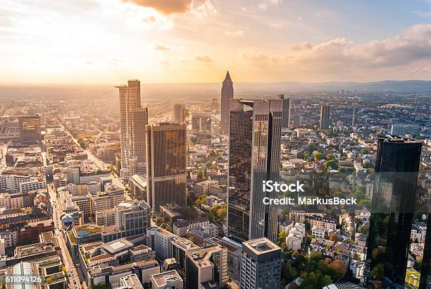 Frankfurt Skyline Germany Stock Photo - Download Image Now - Frankfurt - Main, Urban Skyline, Aerial View