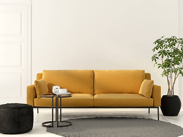 istock Living room with yellow sofa 611094146