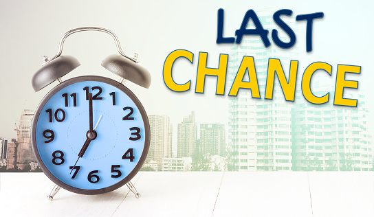 Last chance alarm clock with copy space for text