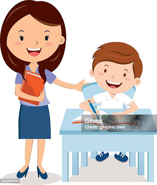 Teacher And School Boy Stock Illustration - Download Image Now - Teacher, Child, Student