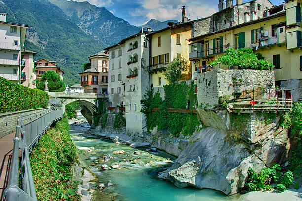 istock Chiavena at old bridge in Italy 611097452