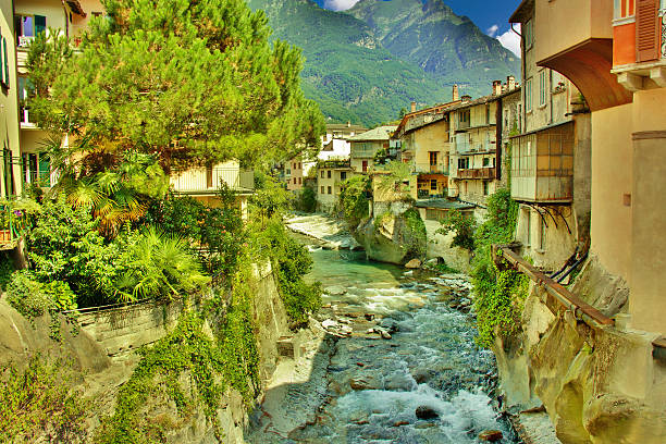 istock Chiavena at old bridge in Italy 611098052