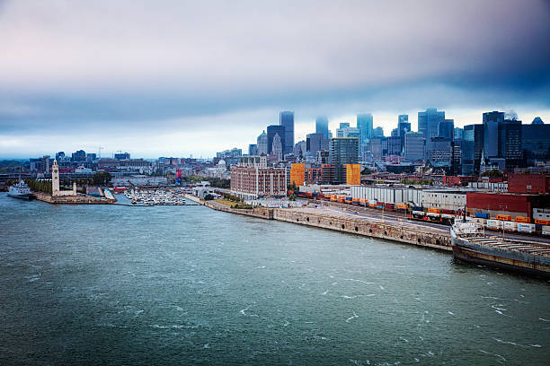 istock Montreal aerial skyline on stormy day 611098670