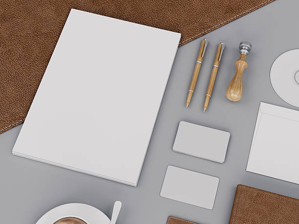 istock Brown branding mockup. Template set on black background.. 611098882
