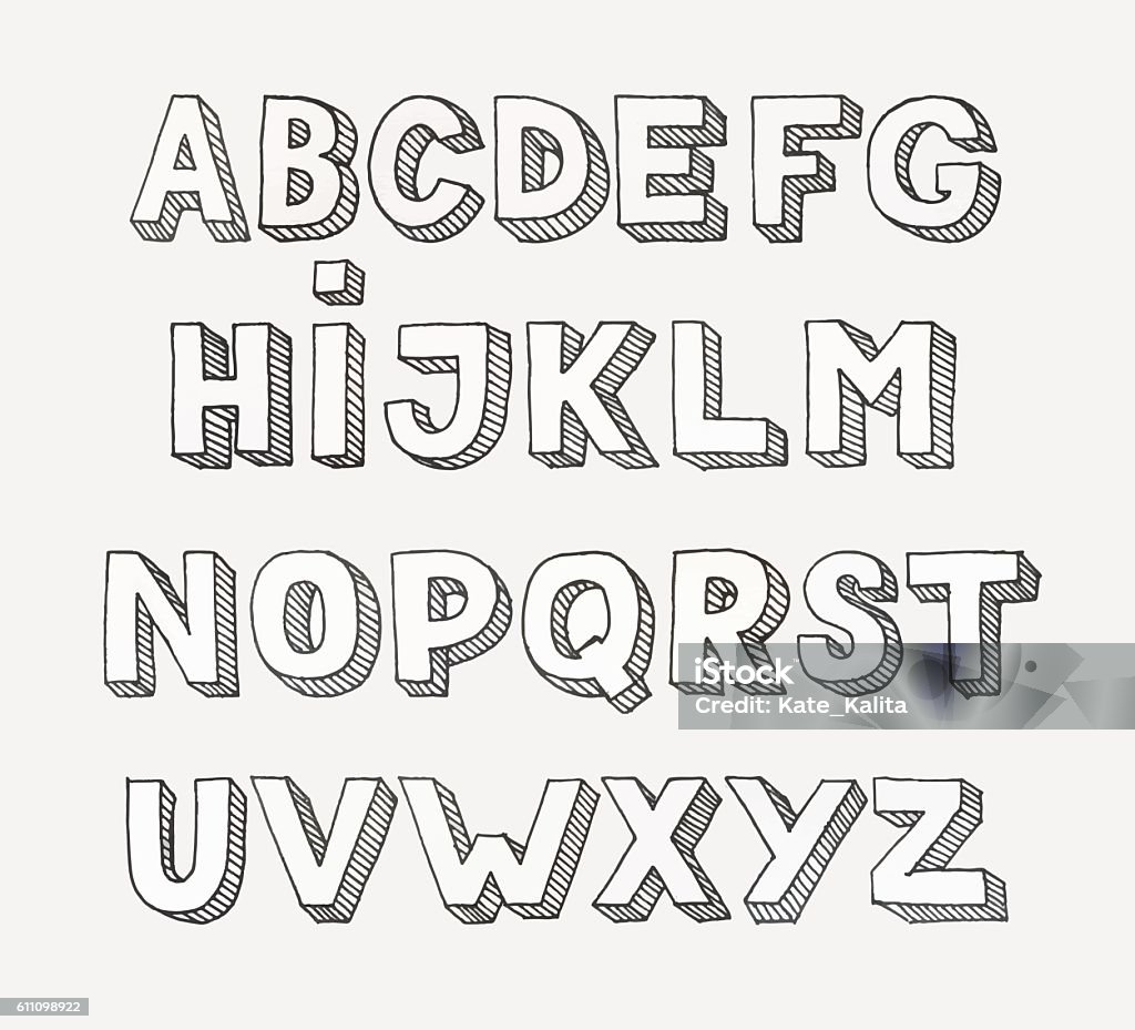 Colorful Handwritten Abc Alphabet Letters Vector Illustration Stock Vector  - Illustration of text, vector: 204456192