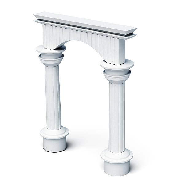 colonnes et arc isolés sur fond blanc. rendu 3d - macro column marble luxury photos et images de collection