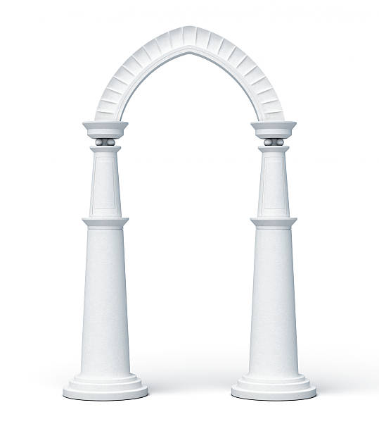 łuk i kolumny izolowane na białym tle. obraz renderowania 3d - macro column marble luxury zdjęcia i obrazy z banku zdjęć