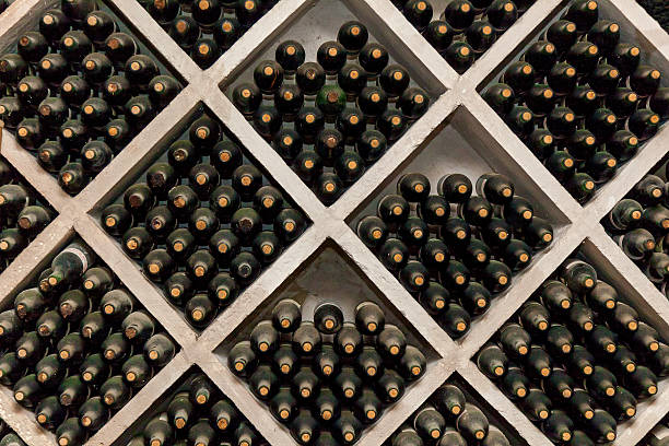 istock Racks of wine bottles 611100212