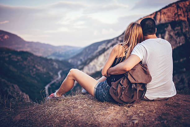 istock Hugged couple enjoing the sun 611104208