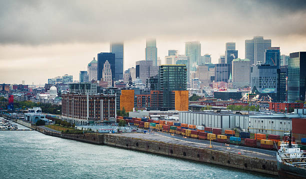 Downtown Montreal skyline on stormy day