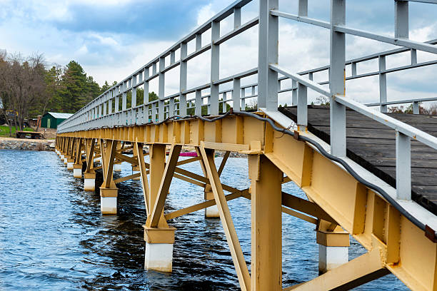 istock Steel bridge along river bank 611109696